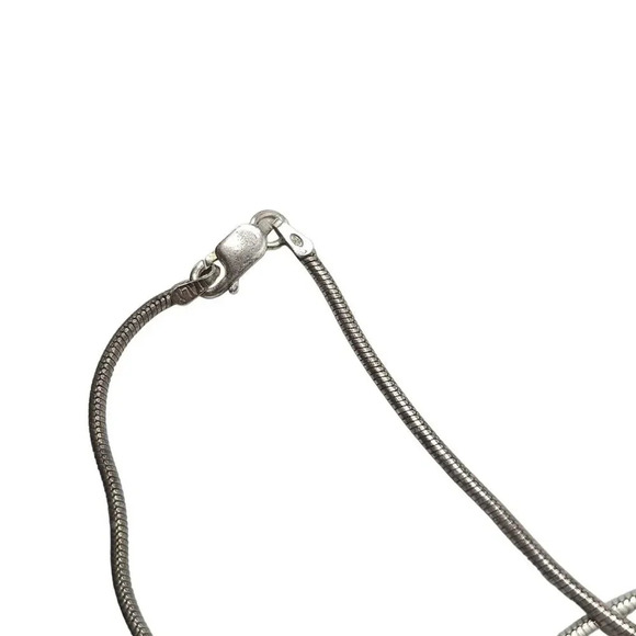 925 Sterling Silver Clear Crystal Pendant Snake Chain Necklace Vintage - Picture 6 of 9